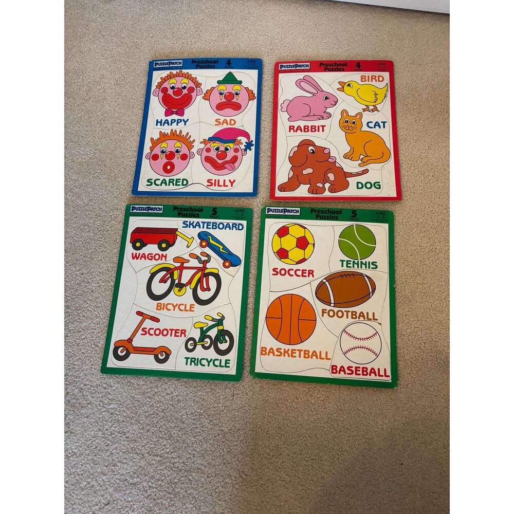 vintage Puzzle Patch puzzle bundle Emotions, Animals, Sports balls, and toys